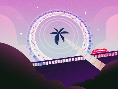 Q 36 36 q 36 q 36daysoftype branding carnival coconut tree design festival illustration india letter q night q usa wheel