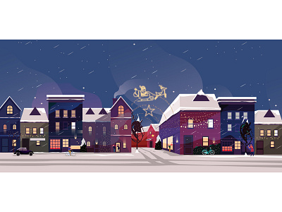 Christmas Street christmas colors festival illustration santa street winter