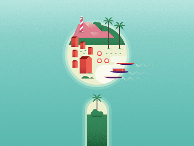 36 days of type-I 36 days of type beach design green i illustration island islands lighthouse minimal plants sea