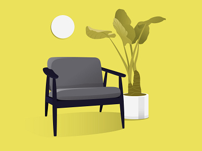 Living 01 chair design illustration living livingroom plant plants