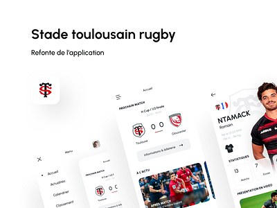 Stade toulousain - Refonte de l'application app black product design red redesign rugby sport team ui design ux design