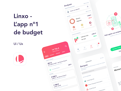 Linxo - L’app n°1 de budget account analysis app app design bank app bank card money product design red ui design ux design