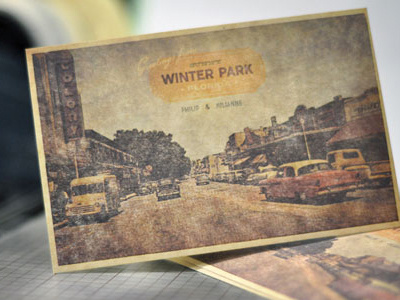 Greetings from Winter Park lettepress postcard save the date