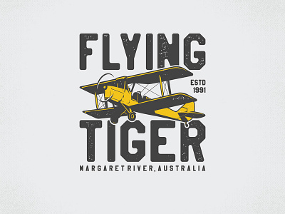 Flying Tiger fly illustration logo plane vintage