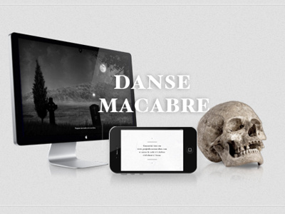 Danse Macabre black and white mobile portfolio skull website