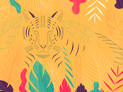 Tiger artwork digital art illustration leafs nature tiger wild