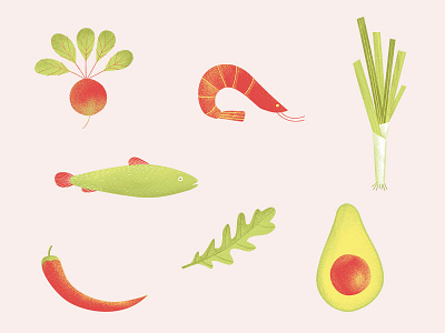 Healthy Set art artwork design diet food graphic design healhy food illustration vegetables