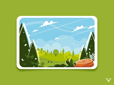 Spring Field Green Sunny Landscape Vector Background background bluesky branding debut fields firstshot green hill hills illustration minimal pines sky spring spring break springfield springtime valley vector wood