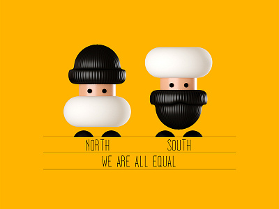 We are all equal #01 adam charactedesign equality illustration north reverse south yellow