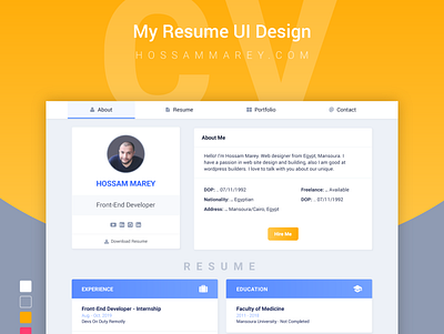 my Resume ui design resume cv ui ux web