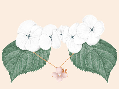 Maison de Joaillerie Chaumet design digital flower hortensia illustration jewellery joaillerie white
