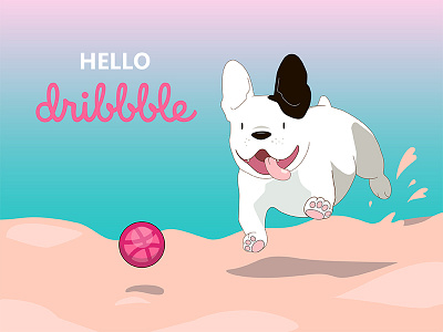 Hellodribbble 2d character dog dribbble hello dribbble illustration nature pet puppy texture vector