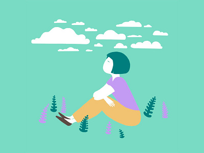 chill character female girl illustration japan nature people story vector