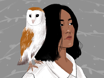 Girl and owl character draw drawing girl owl procreate procreateapp