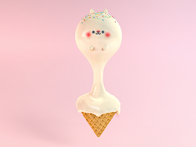 IceCat 3d 3d art c4d cake cat cgi character cinema4d creative cute design girl icecream illustration kawaii kitten modeling pink yummy