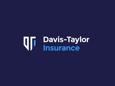 Davis-Taylor Insurance Logo agent branding dti hidden identity insurance logo logomark monograph negative space protection shield whitespace