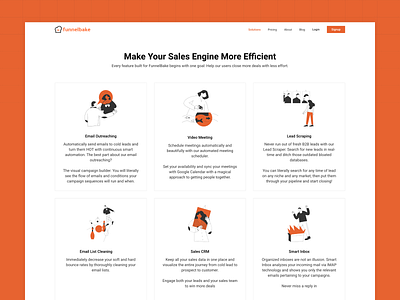 Solutions - FunnelBake design features features page saas solution solutions ui ui design user inteface web design