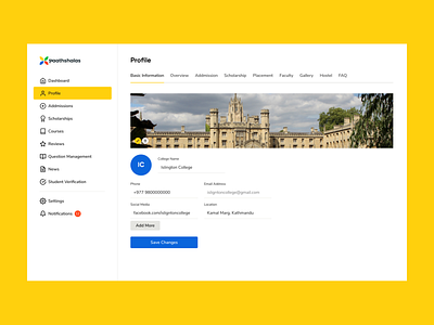 College Profile – Paathshalas college minimal profile saas ui university ux web design yogesh