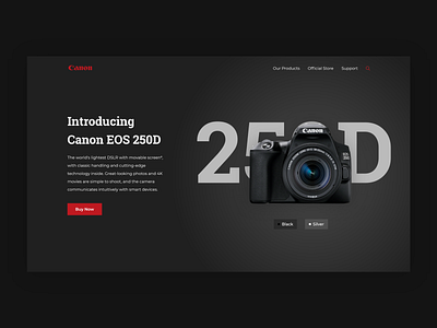 Canon EOS 250D - Canon Home Web Concept app concept camera canon canon 250d design ui user inteface web design web ui