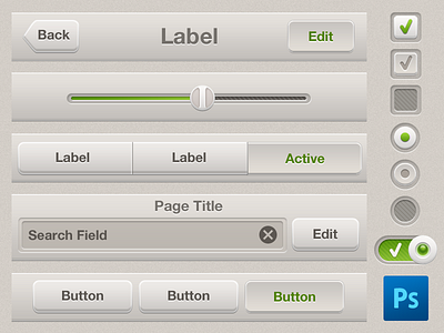 Light GUI Kit PSD + slicing for iPhone/iPad Retina buttons checkbox controls dart117 gui input ipad iphone light gui radio button ui ui kit