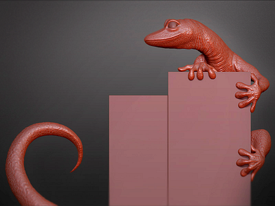 Gecko Illustration to the Landing page 3d 3d model concept dart117 geccon gecko illustration