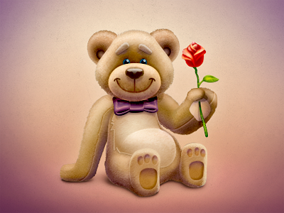 Lovely Spring Bear + PSD bear dart117 greeting icon illustration rose spring