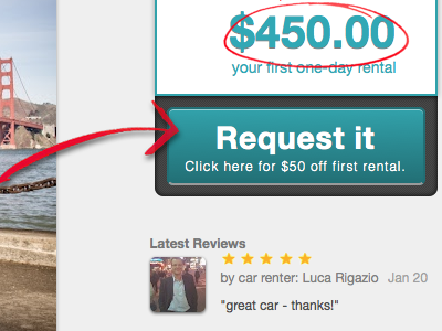 Request it (call to action) button call to action rental review