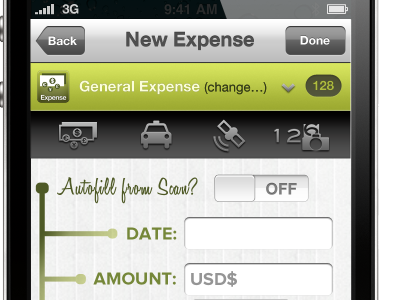 New Expense form form helvetica neue honey script inputs iphone toggle