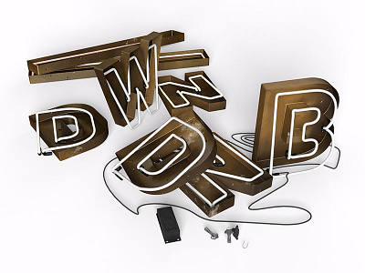 DWN DNB neon sign parts 3d c4d neon render