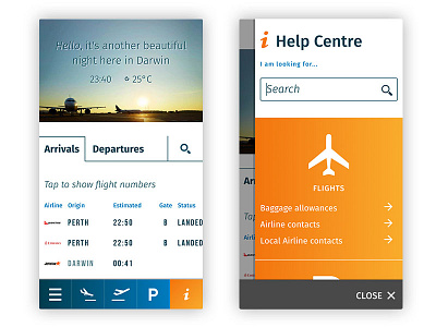 Darwin Airport website airport ui ux website