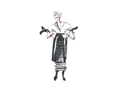Skirts and Stripes black and white bw drawing fashion fashion concept fashion illustration illustration marker sketch