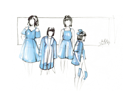Light Blue Denim blue denim fashion fashion collection fashion design fashion illustration marker sketch