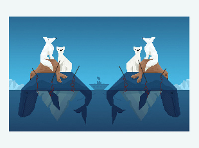 Mankind arctic blue blue whale fox ice illustration ocean pixel art polarbear sea seal water