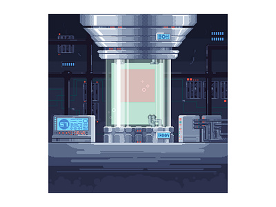 Color testing lab architecture design devices fiction futuristic high tech illustration lab pixel pixel art testing