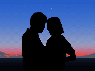 Kiss me dusk gradient illustration kiss love moody pixel pixelart sunset