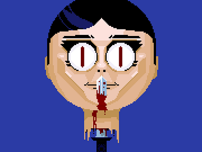 Don't kill my vibe blood blue creepy eyes face illustration pixel portrait portrait art sword