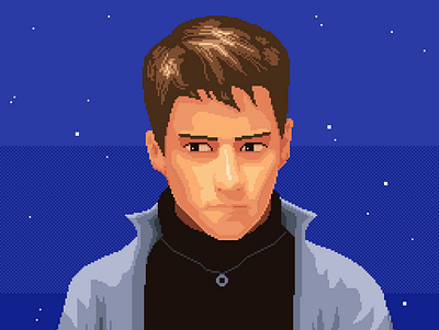 Portrait blue character contrast gradients illustration pixelart