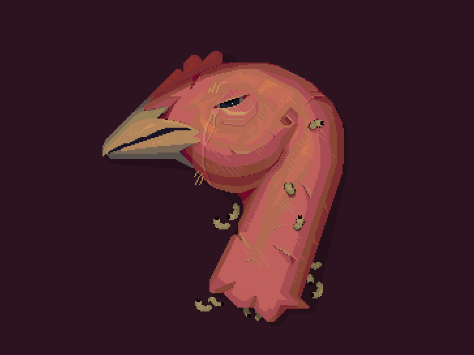 Behedead bird chicken dead death head illustration pixelart pixelartist pixels