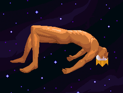 Ascension character figure floating galaxy human illustration king naked pixel pixelart pose space universe