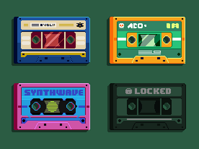Cassette Tapes 8bit audio cassettes chill darius anton design illustration lofi music pixelart pixelartist retro