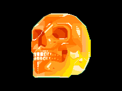 Skull 8bit 8bitart character contrast darius anton design designs head human illustration noise orange pixelart red retro skull strong translucent yellow