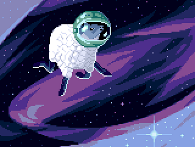 Space Sheep 8bit character darius anton funny galaxies illustration pixelart pixelartist retro sheep space stars universe