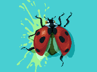 Ladybug 8bit bug bugs contrast critter cyan darius anton death illustration insect ladybug pixelart pixelated red retro squish