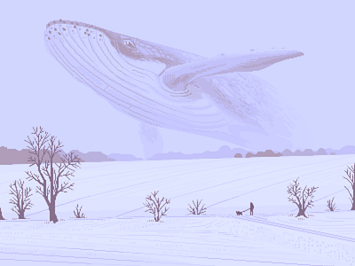 Flying Whale 8bit fields flying illustration pixelart pixelartist retro scene scenery surreal whale winter