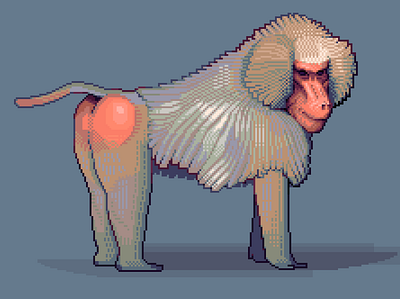 Baboon 8bit animal ape baboon butt contrast illustration monkey pixelart pixelartist retro wild zoo zoological