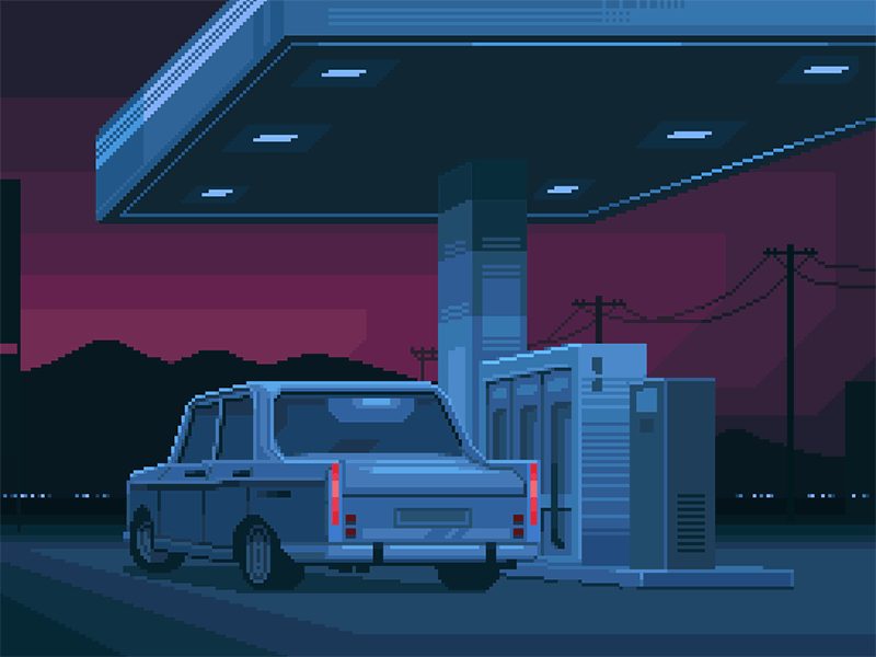 Retro Gas Station by Darius Anton on Dribbble