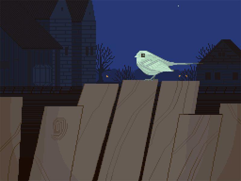 Little Bird 8bit animated bird blue contrast eerie ghost illustration moody night pixelart retro