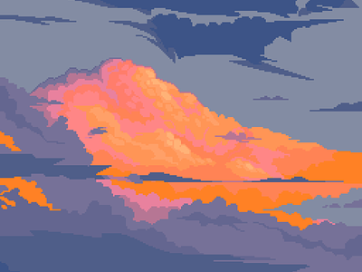 Untitled 8bit abstract clouds contrast design illustration orange pixelart retro sky sunset vibrant