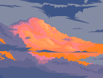 Untitled 8bit abstract clouds contrast design illustration orange pixelart retro sky sunset vibrant