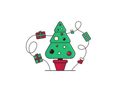 Christmas Tree christmas design fir green holidays icon plants presents red strokes tree